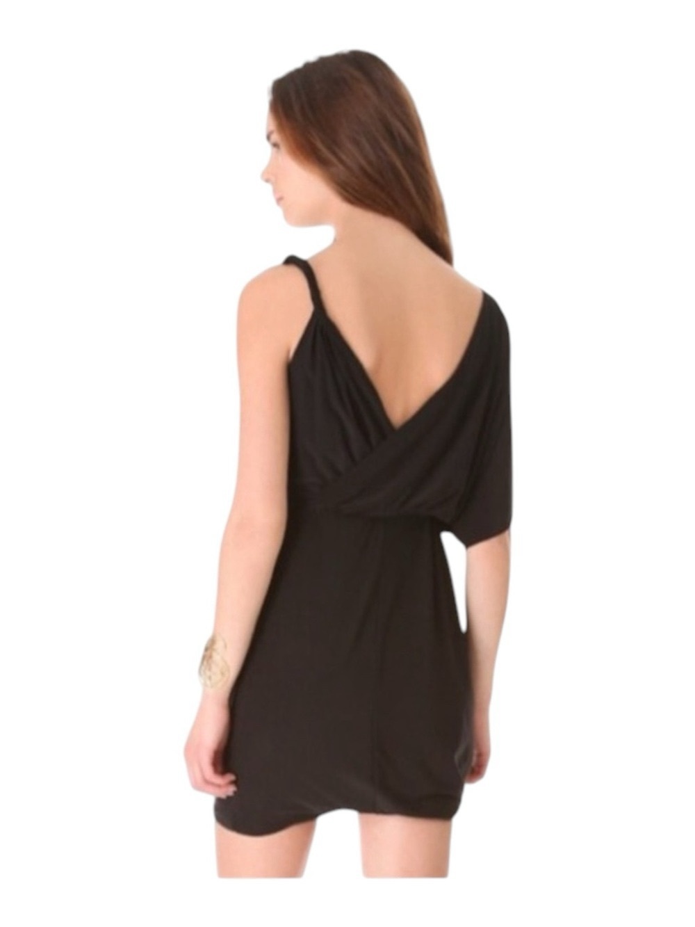 new T-Bags [MISA] ♛ Asymmetrical Draped Bubble Cocktail Mini LBD Dress ♛ Black - Picture 6 of 16